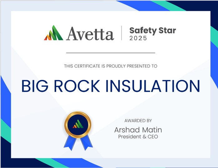 Big Rock Insulation Avetta Safety Star Award